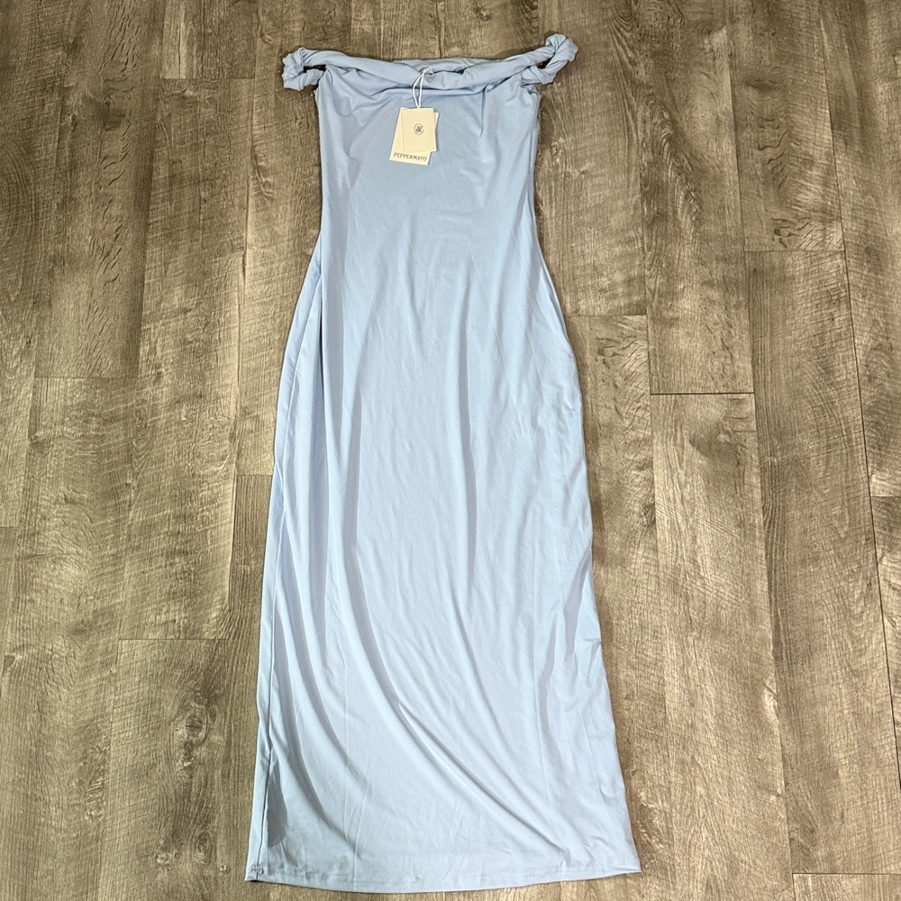 Peppermayo Sky Blue Off-Shoulder Dress